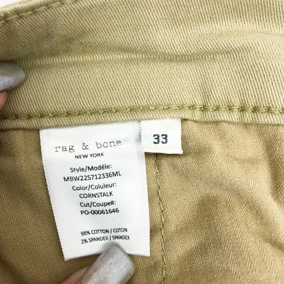 Rag & Bone Mens Slim Fit 2 Stretch Twill Chino Pants 33 x 27 Khaki Cornstalk - Picture 6 of 7
